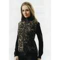 Ladies Monterey Club Cotton/Acrylic Zip Front Leopard Print Cardigan Sweater